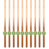 Set of 10 19-Ounce Aska SP1 Malaswood Sneaky Pete Billiard Pool Cue Sticks, 58" Hard Rock Canadian Maple, 13mm Hard LeatherTip, 2-Piece Construction. SP1S10